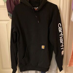 Carhartt Men's Black Hoodie with White Logo